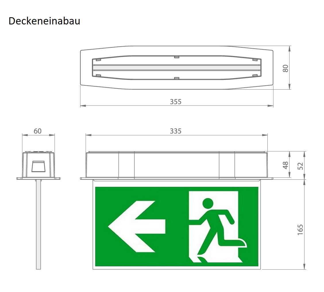LED Rettungszeichenleuchte IP54, 3 Std. Notlicht – SUP-Serie 110/111
