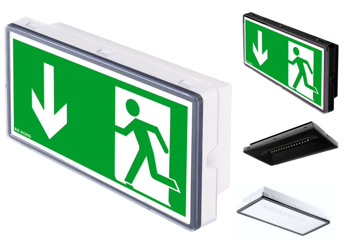 LED Rettungszeichenleuchte IP65, 3 Std. Notlicht, optional Autotest – ON 049/090
