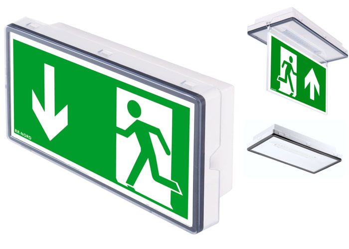 LED Rettungszeichenleuchte IP65 für Zentralbatterie – ON-Serie 075