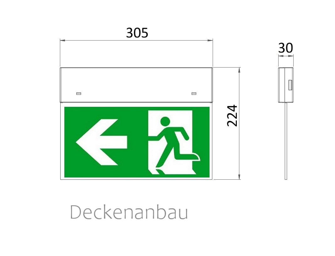 LED Rettungszeichenleuchte, Erkennungsweite 30m, 3 Std. Notlicht – ZT-Serie 026