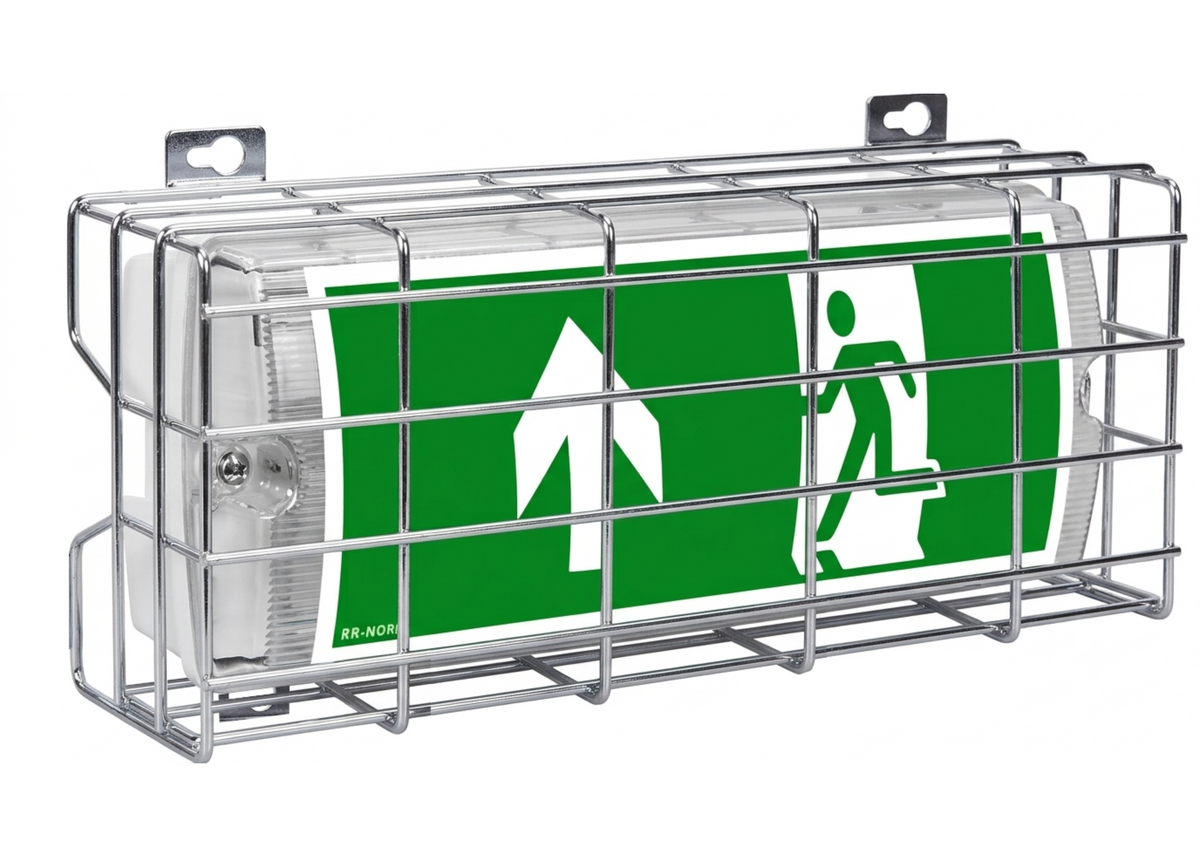 Schutzgitter für Not- & Rettungszeichenleuchten – 384 × 160 × 82 mm