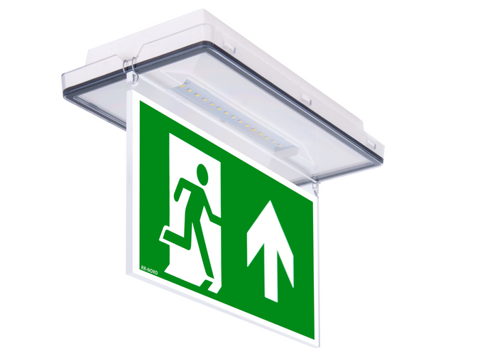 LED Rettungszeichenleuchte IP65, 3 Std. Notlicht, optional Autotest – ON 052/072D